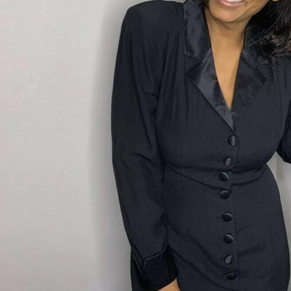 Erica Fashion 90s blazer midi dress black